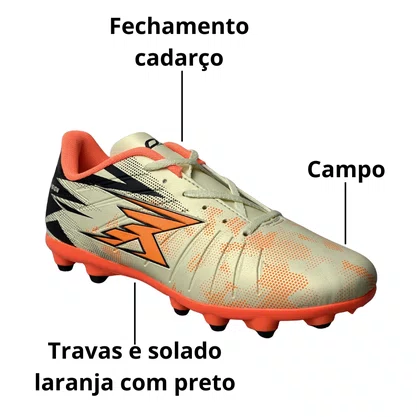Chuteira Oxn Masculino Bege Campo 