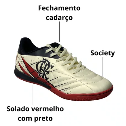 Chuteira Oxn Masculino Bege Flamengo 