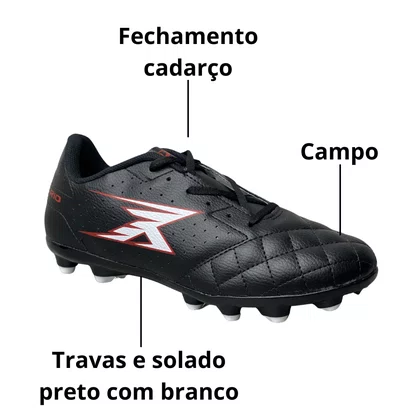 Chuteira Oxn Masculino Preto Campo 