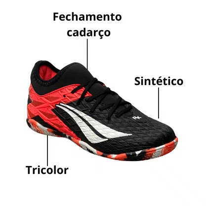 Chuteira Penalty Infantil Masculino Preto Futsal Rx Locker