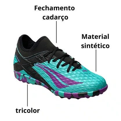 Chuteira Penalty Infantil Masculino Turquesa Society Rx Locker 