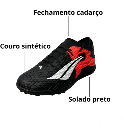 Chuteira Penalty Masculina Preta Fechamento Cadarço 