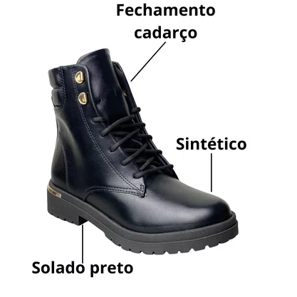 Coturno Beira Rio Feminina Preto Cadarço 
