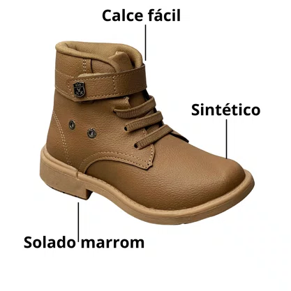 Coturno Kidy Infantil Masculino Caramelo Calce Fácil 