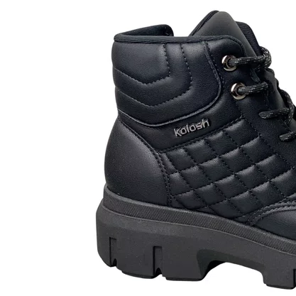 Coturno Kolosh Feminino Preto Fecho Zíper