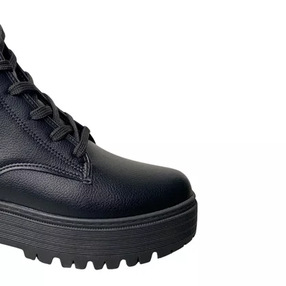 Coturno Moleca Feminino Preto Cadarço 