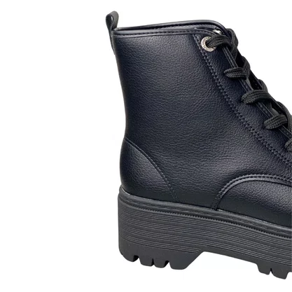 Coturno Moleca Feminino Preto Cadarço 