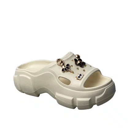 Crocs Aberto Yvate Feminino Off White Acompanha Acessórios