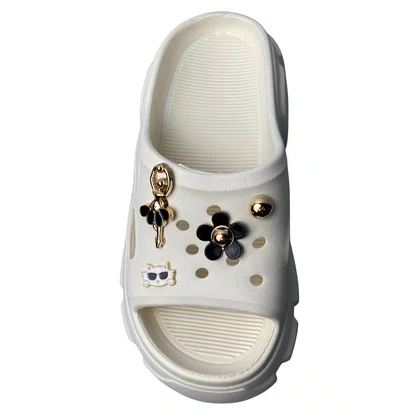 Crocs Aberto Yvate Feminino Off White Acompanha Acessórios