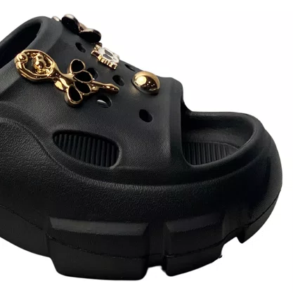 Crocs Aberto Yvate Feminino Preto Acompanha Acessórios