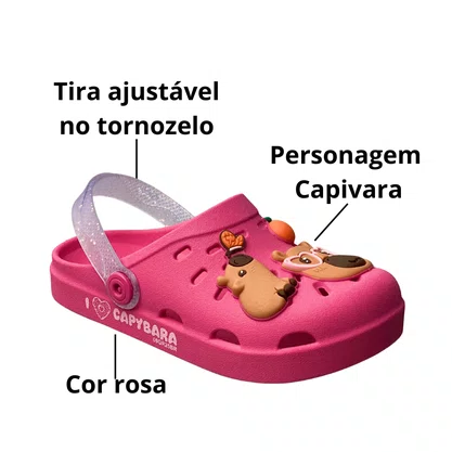 Crocs Grendene Infantil Feminina Rosa Escuro Capivara 