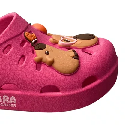 Crocs Grendene Infantil Feminina Rosa Escuro Capivara 