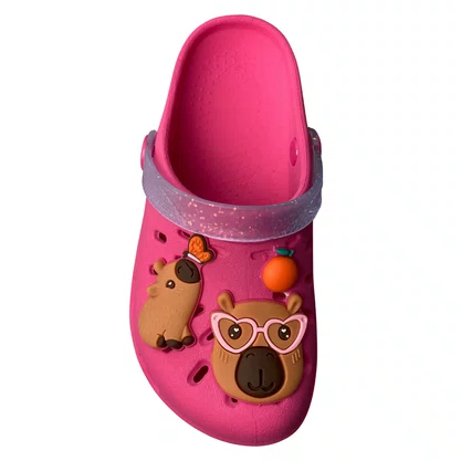 Crocs Grendene Infantil Feminina Rosa Escuro Capivara 