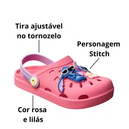 Crocs Grendene Infantil Feminina Rosa Stitch 