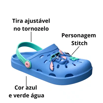 Crocs Grendene Infantil Unissex Azul Stitch