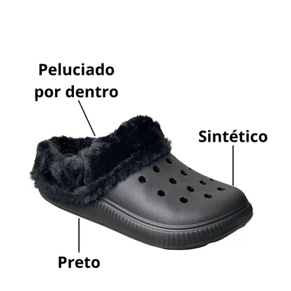 Crocs Moleca Feminina Preto Peluciada 
