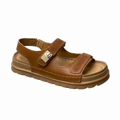 Flat Pegada Feminino Camel Couro 