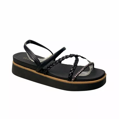 Flat Sua Cia Feminino Preto Tira Cravejada 