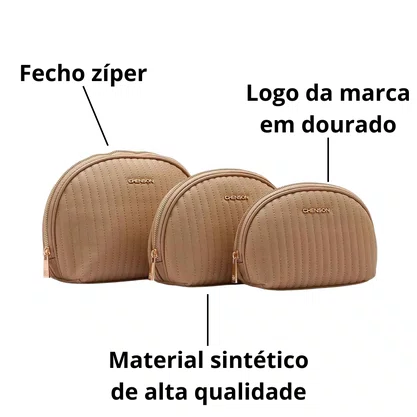 Kit Necessaire Chenson Feminino Bege Fecho Zíper 