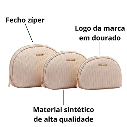Kit Necessaire Chenson Feminino Nude Fecho Zíper 