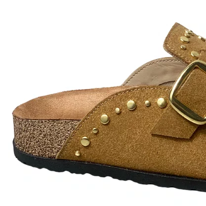 Mule Beira Rio Feminino Caramelo Ferragens Douradas
