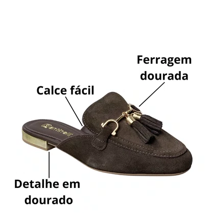 Mule Santinelli Feminino Brum Ferragem Dourada 