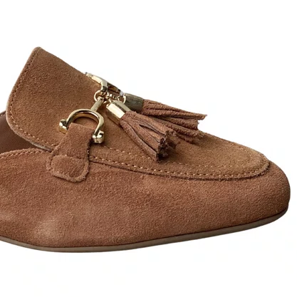 Mule Santinelli Feminino Caramelo Ferragem Dourada 