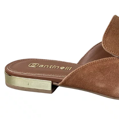 Mule Santinelli Feminino Caramelo Ferragem Dourada 
