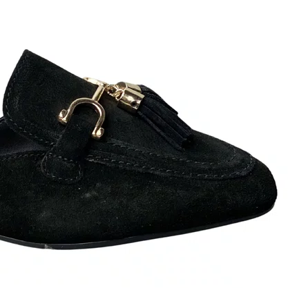 Mule Santinelli Feminino Preto Ferragem Dourada 