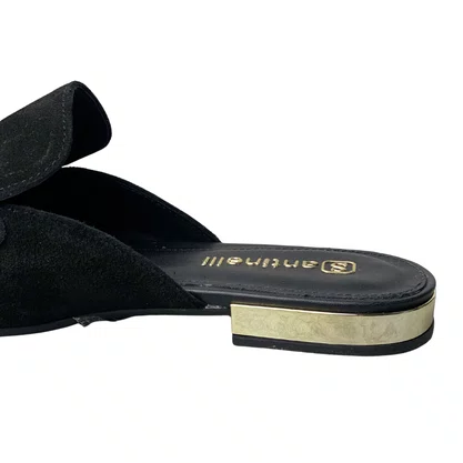 Mule Santinelli Feminino Preto Ferragem Dourada 
