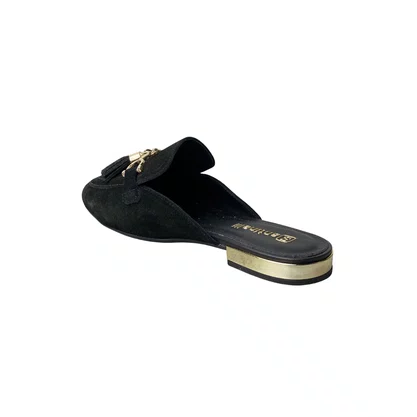Mule Santinelli Feminino Preto Ferragem Dourada 