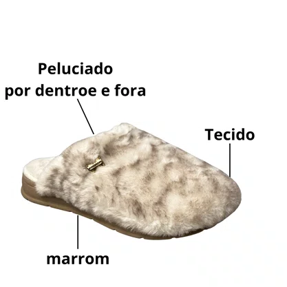 Pantufa Pegada Feminina Areia Café Peluciada 