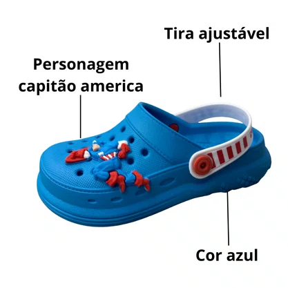 Crocs Grendene Infantil Azul Capitão America 