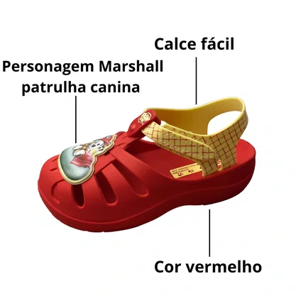 Papete Grendene Infantil Vermelho Patrulha Canina 
