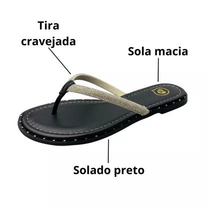 Rasteirinha Molekinha Infantil Feminina Preto Tira Cravejada