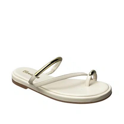 Rasteirinha Santinelli Feminina Marfim Ferragem Dourada