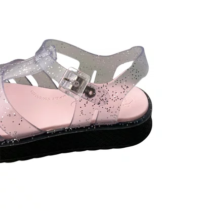 Sanadália Kidy Infantil Feminina Transparente Preto Glitter 