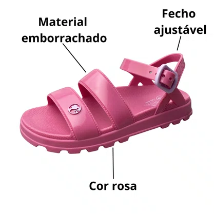 Sandália Grendene Infantil Feminina Rosa Barbie Acompanha Brinde 