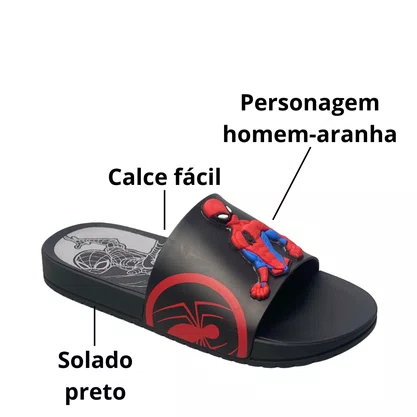 Sandália Grendene Infantil Masculino Preto Homem Aranha