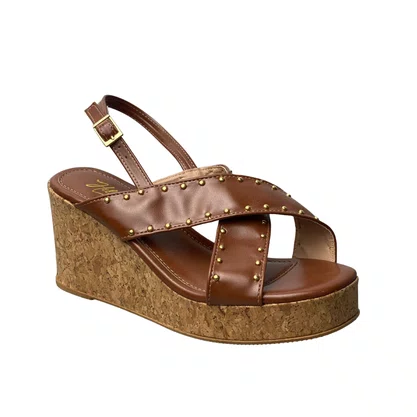 Sandália Helena Be Feminina Intense Caramelo Anabela