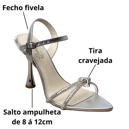 Sandália Helena Be Feminina Prata Tira Cravejada 