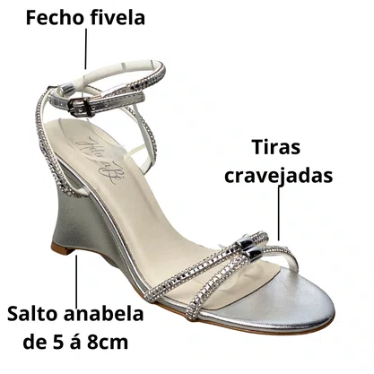 Sandália Helena Be Feminina Prata Tira Cravejada 