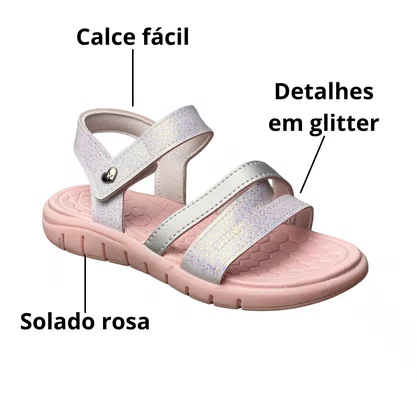 Sandália Kidy Infantil Feminina Branco Acompanha Brinquedo 