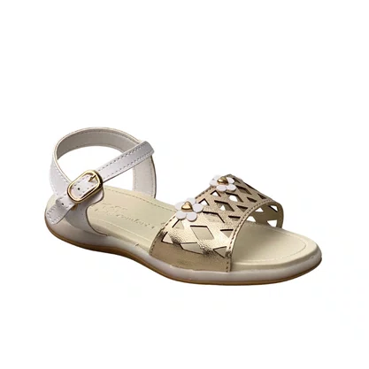 Sandália Kidy Infantil Feminina Branco Dourado 