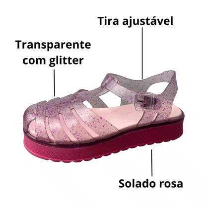 Sandália Kidy Infantil Feminina Pink Glitter 