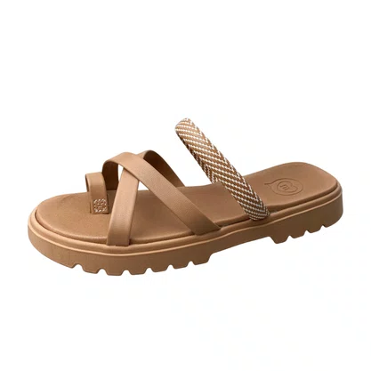 Sandália Molekinha Feminina Infantil Nude Tira Trançada