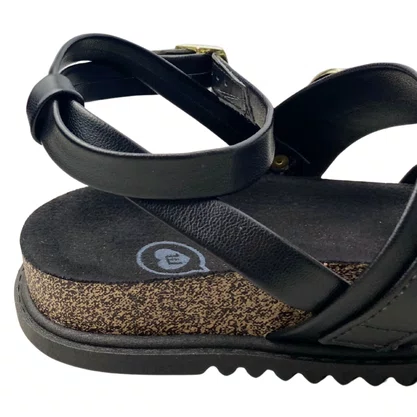 Sandália Molekinha Feminina Infantil Preto Fecho Fivela 