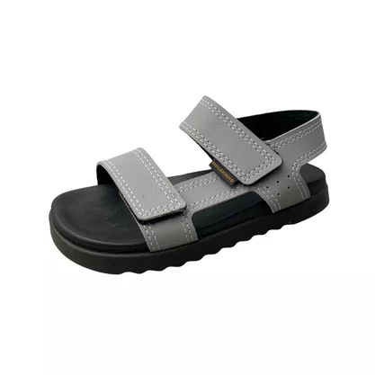 Sandália Molekinho Infantil Masculino Cinza Fecho Velcro 