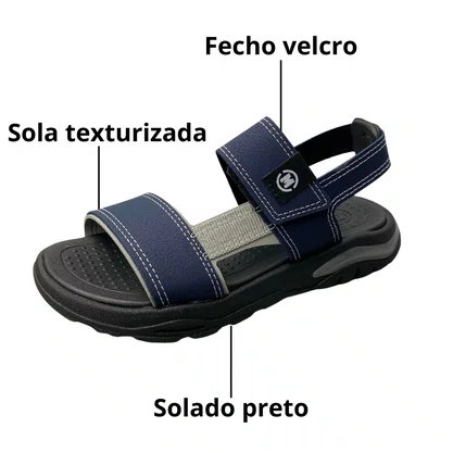 Sandália Molekinho Infantil Masculino Marinho Fecho Velcro