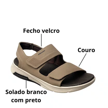 Sandália Pegada Masculino Areia Couro 